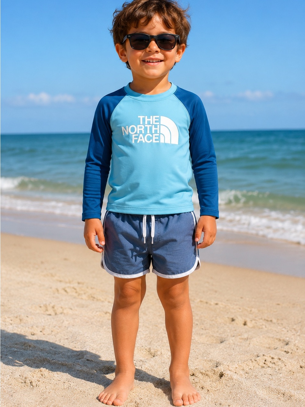 The North Face Toddler 5 UPF 40+ Rash Guard Swim Shirt Blue FlashDry Long Sleeve